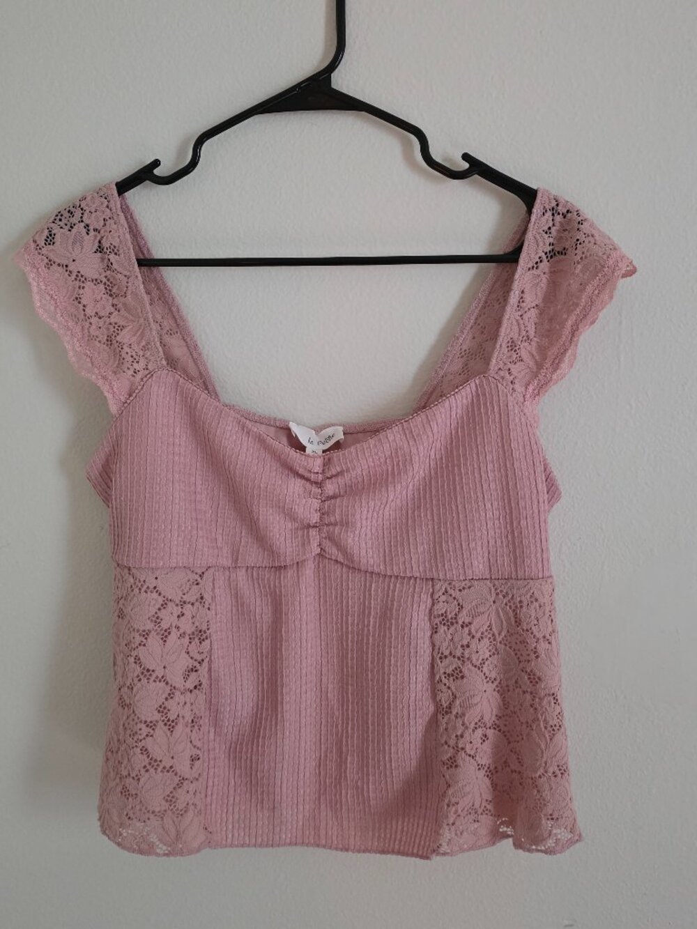 La Pêche Blush Pink Lace Top — Size XL - Picture 1 of 7